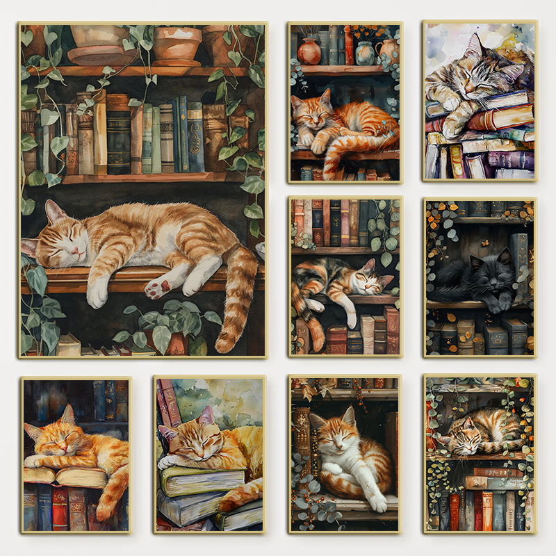 Photography Nature - Cute Cat and Book Poster Victorian