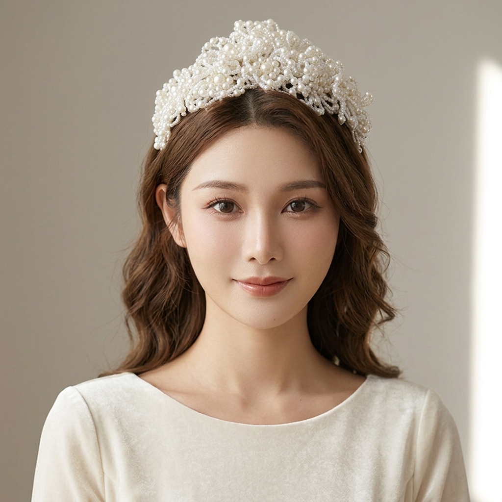 Photography Wedding - Pearl Crown Headpiece For Wedding Bridal