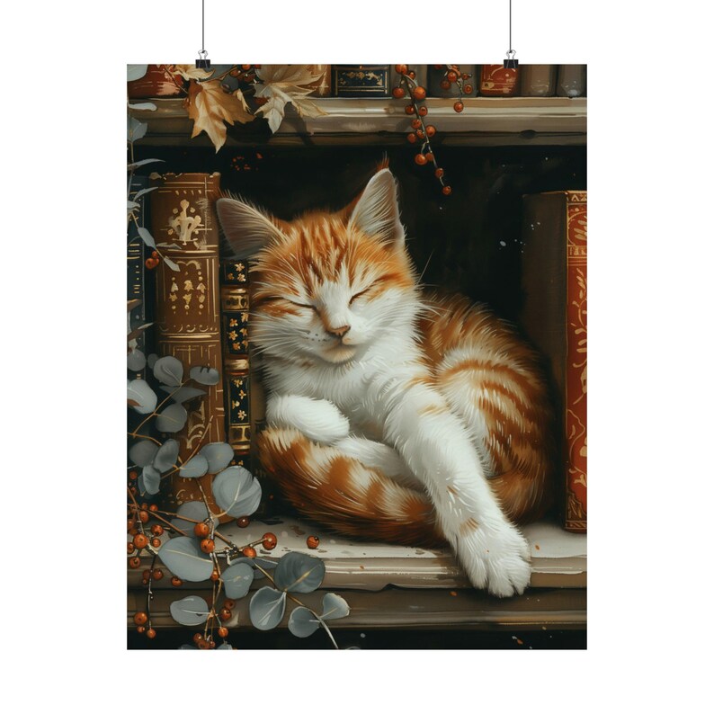 Cute Cat and Book Poster Victo - Photography Nature บทวิจารณ์และราคา