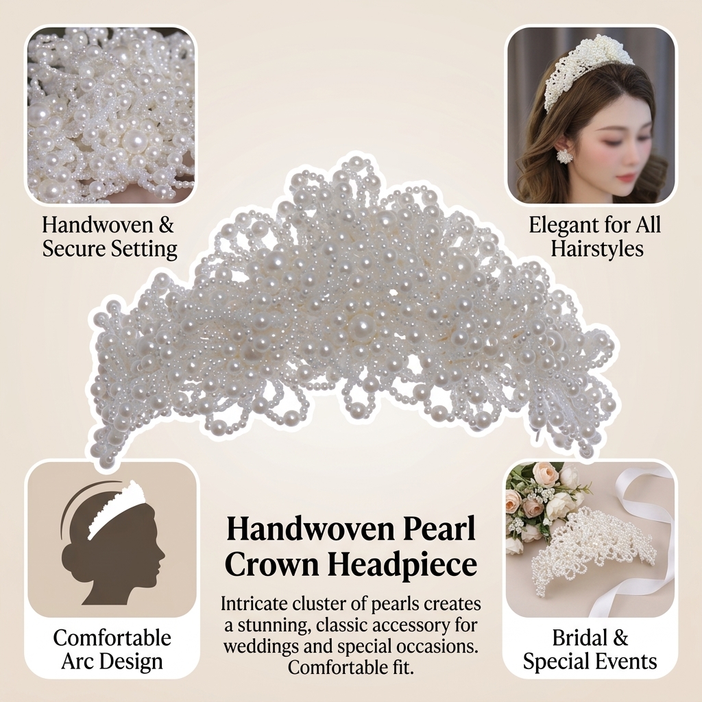 Pearl Crown Headpiece For Wedd - Photography Wedding บทวิจารณ์และราคา