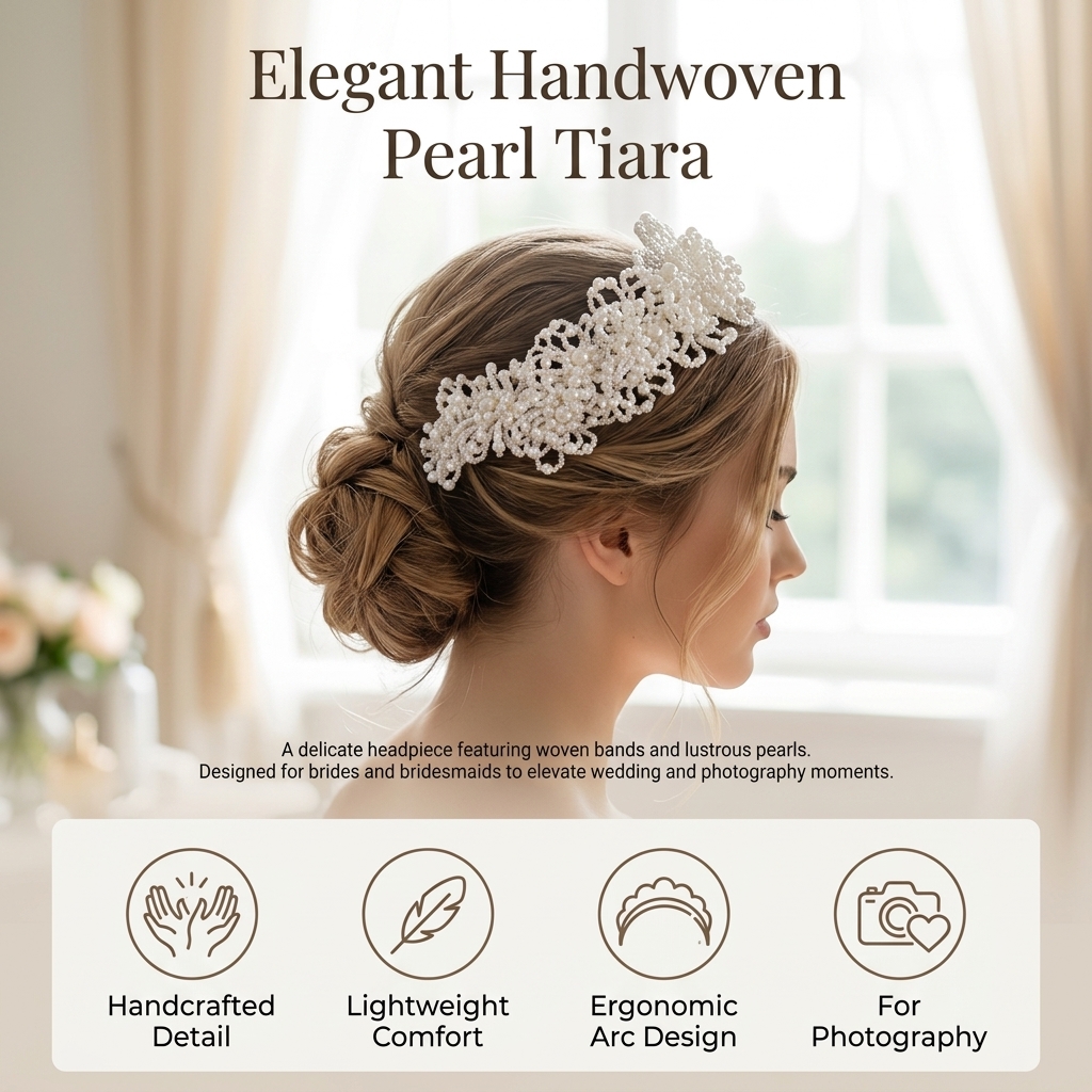 Pearl Crown Headpiece For Wedd - Photography Wedding บทวิจารณ์และราคา