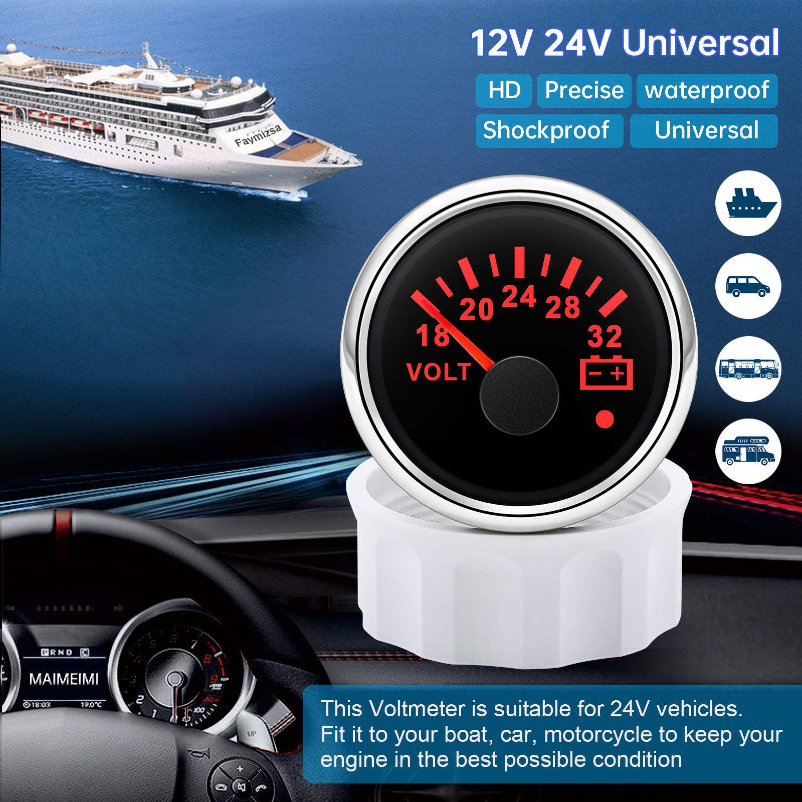 52mm Voltmeter 7 Colors Backli - Light Meter Incident บทวิจารณ์และราคา