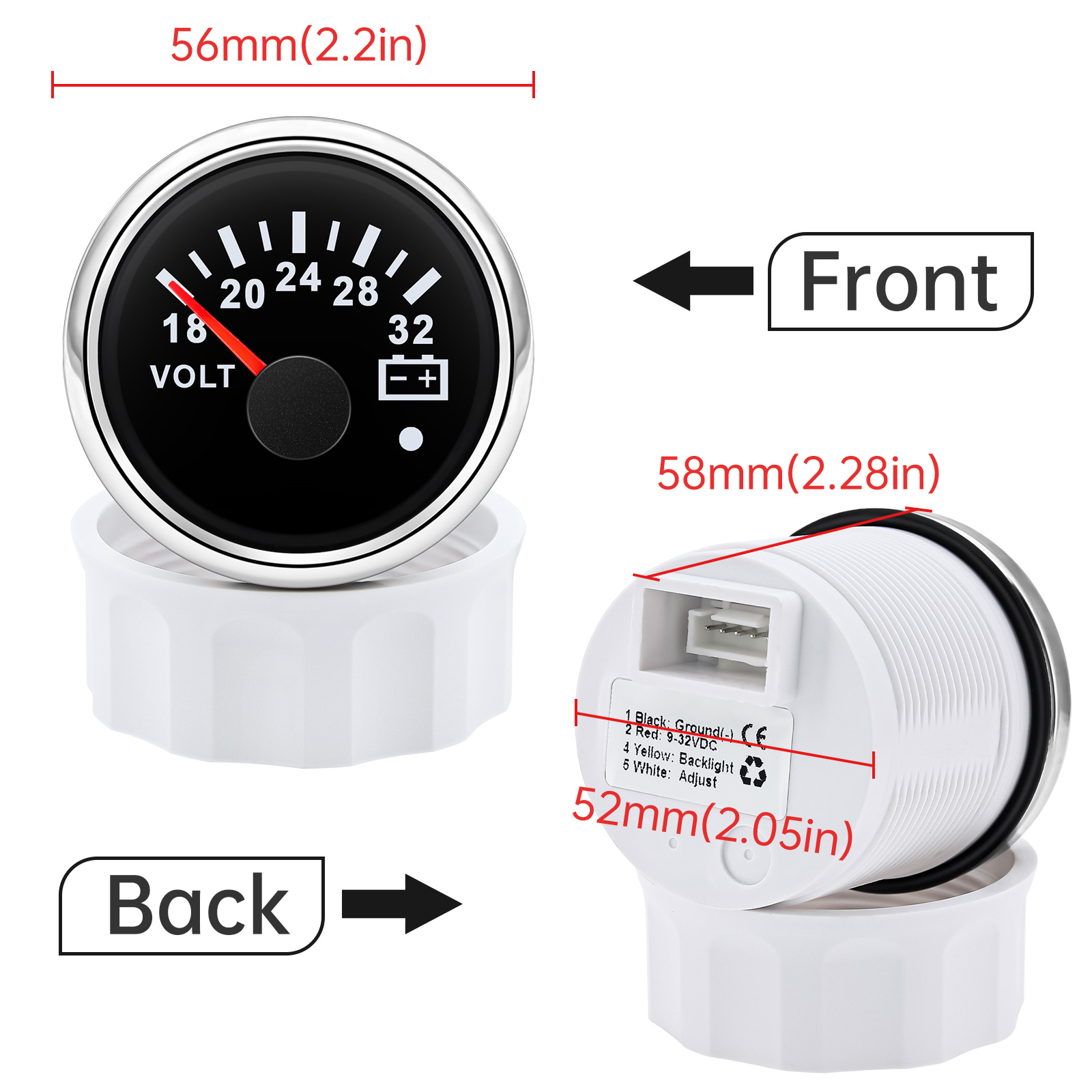 52mm Voltmeter 7 Colors Backli - Light Meter Incident บทวิจารณ์และราคา